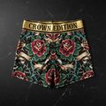 TITAN Crown Edition Tattoo Art Rose Ruched Shorts Women's Athletic Bottoms
