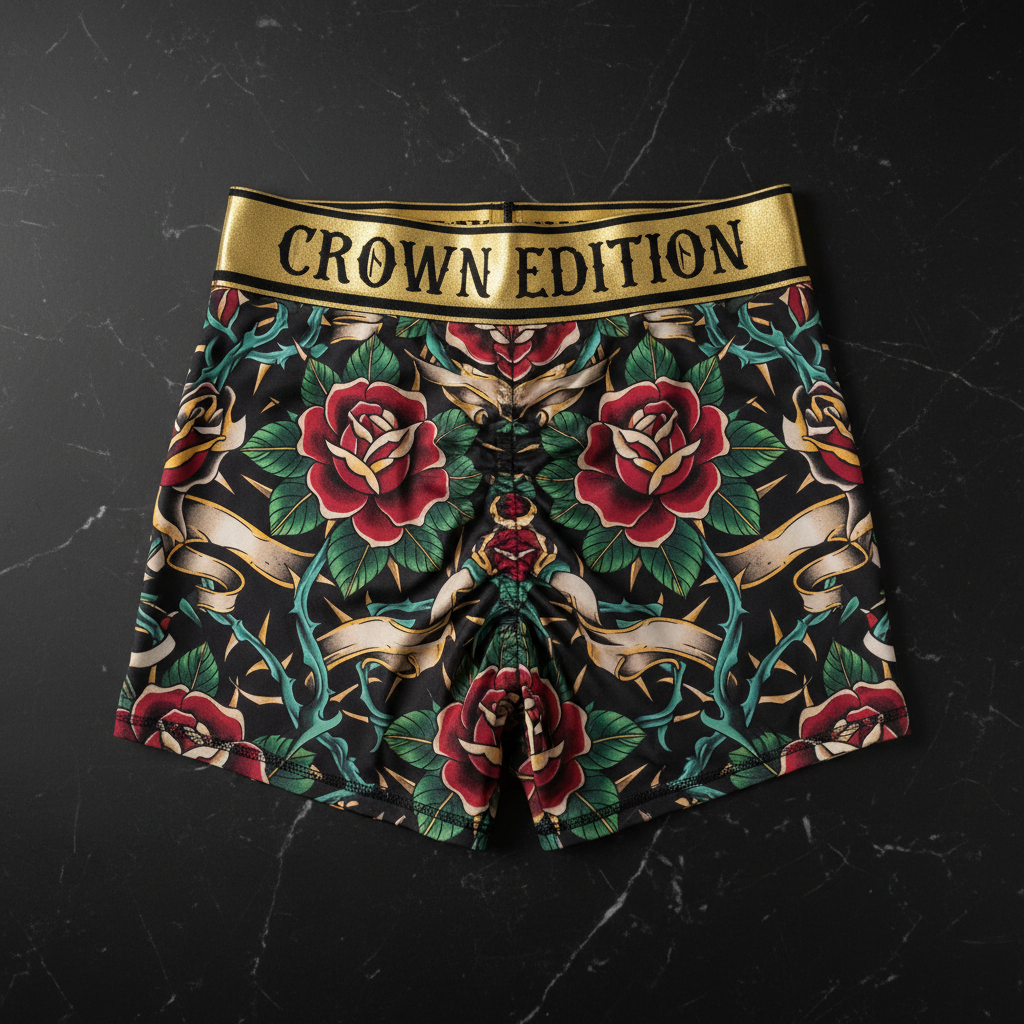TITAN Crown Edition Tattoo Art Rose Ruched Shorts Women's Athletic Bottoms
