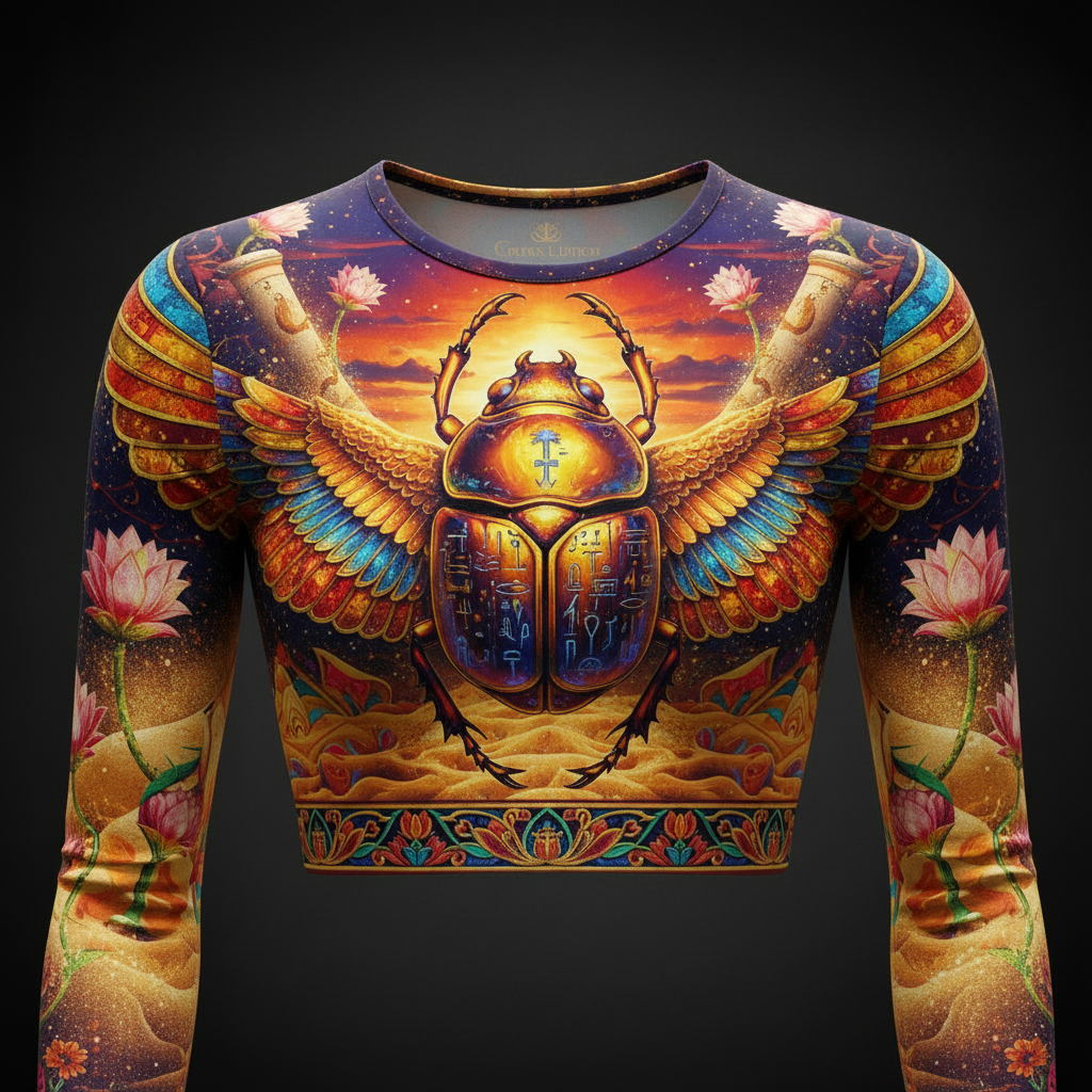 TITAN Women’s Golden Scarab Desert Storm Long Sleeve Crop — Khepri Edition