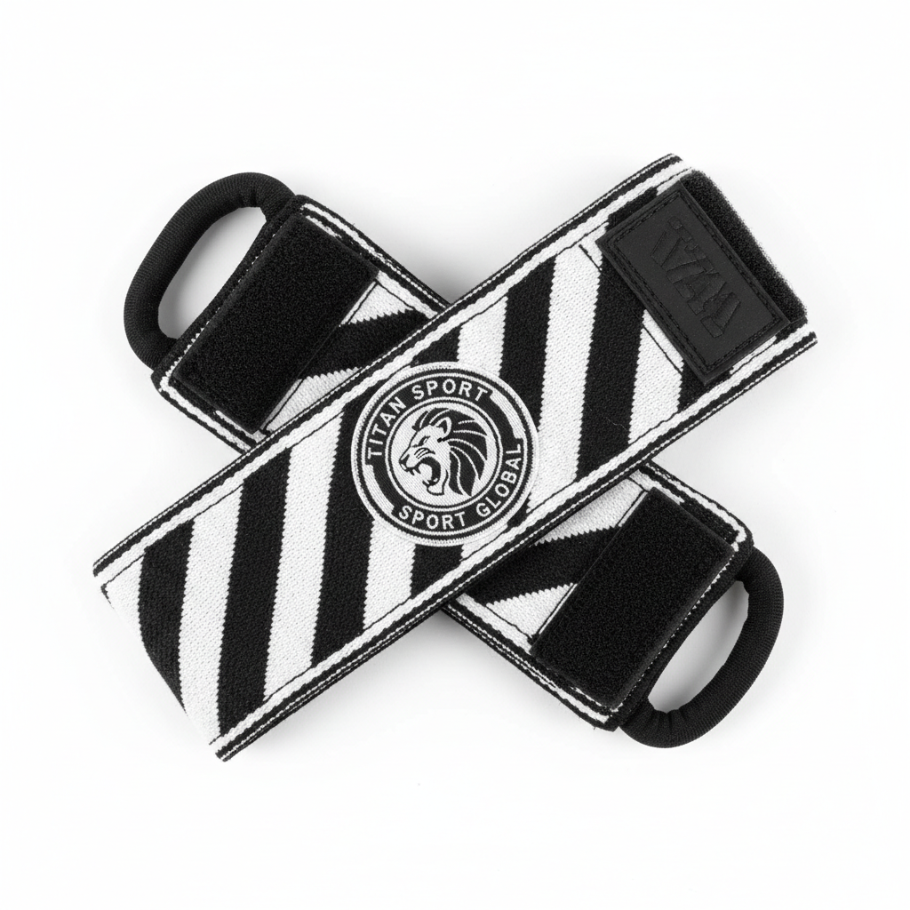 TITAN Black & White Wrist Wraps - Pro Support
