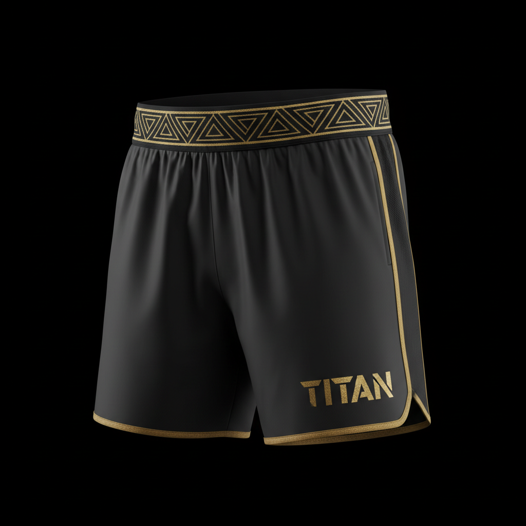 TITAN Performance Training Shorts - Black with gold logo