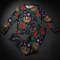 TITAN Crown Edition Tattoo Art Women's Lounge Pajama Set - bold colorful tattoo artwork on matte black modal fabric