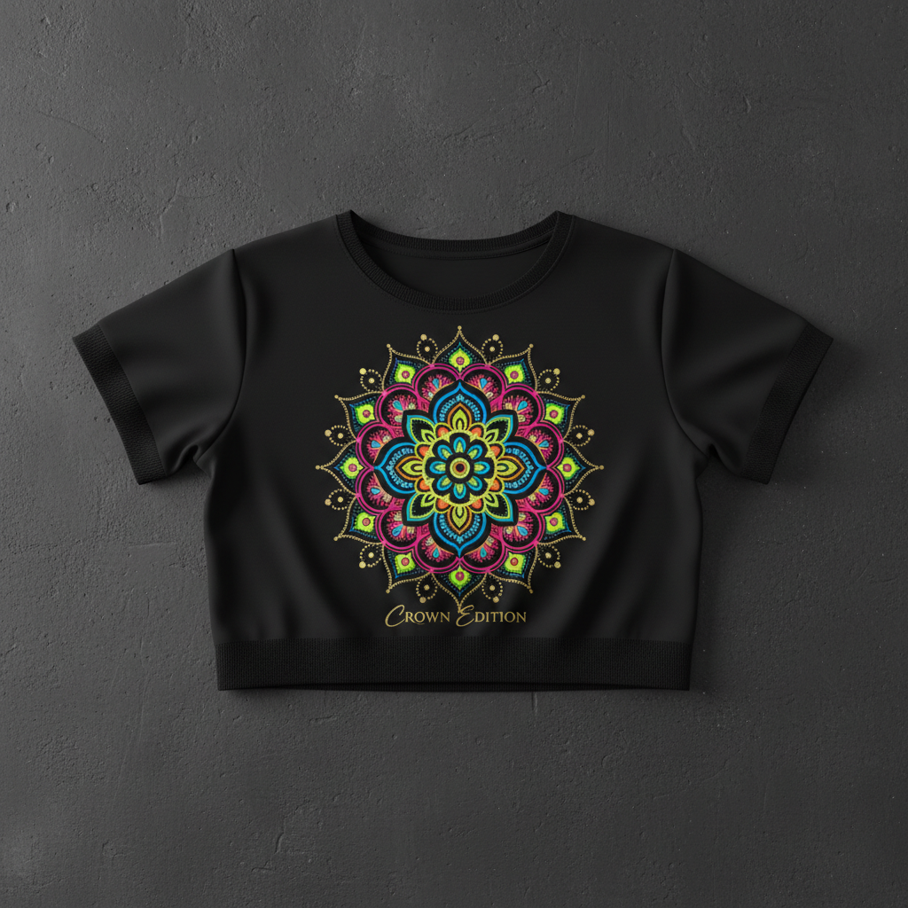 TITAN Women's Neon Rangoli Mandala Crop Tee — Diwali Edition