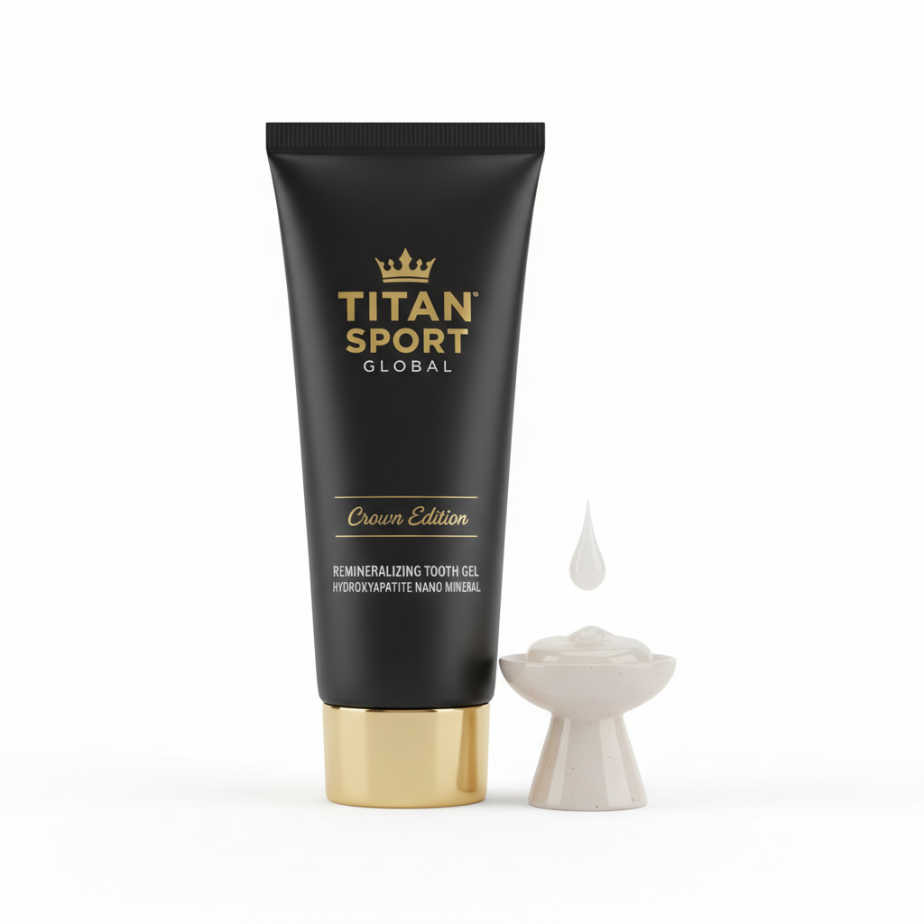 TITAN Crown Edition Nano-Hydroxyapatite Remineralizing Tooth Gel — matte black tube