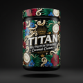 TITAN Pea Protein Powder — Coconut Cream, Crown Edition tattoo-style artwork