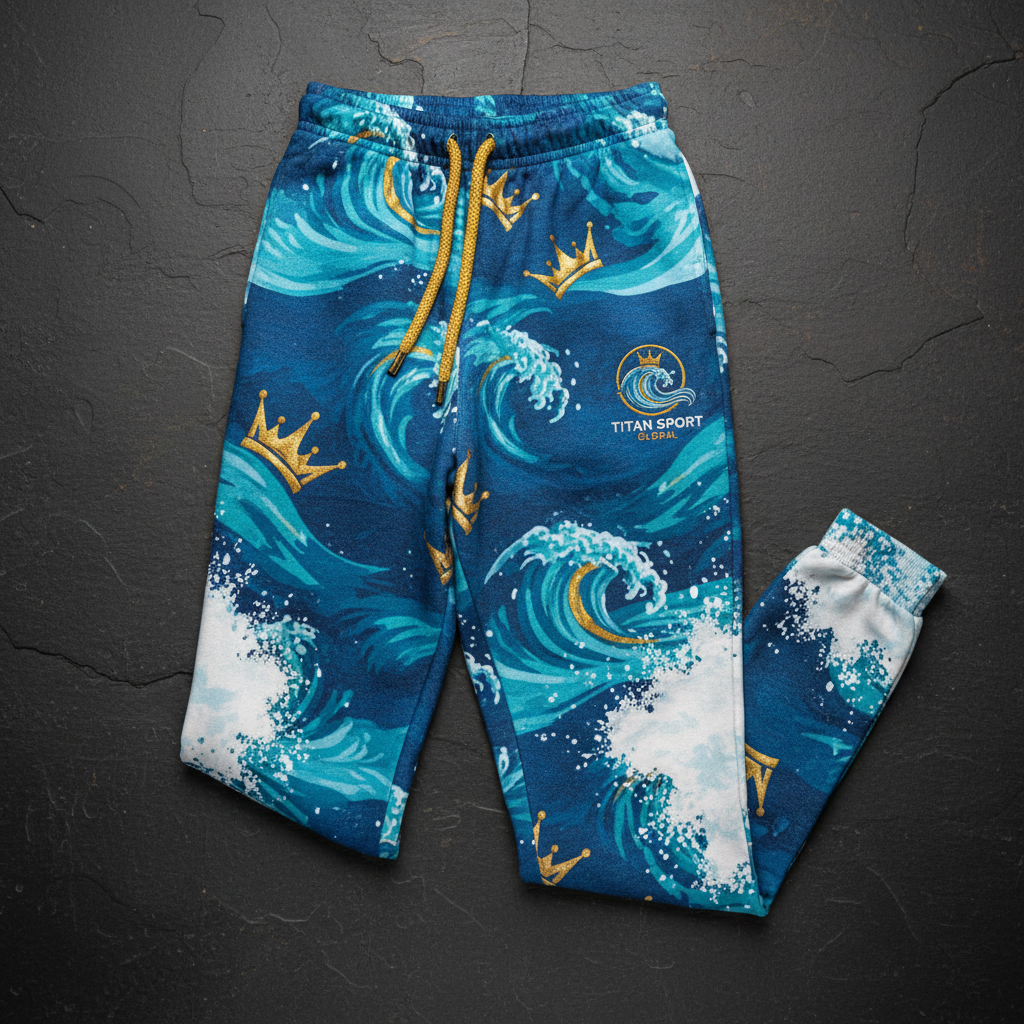 TITAN Men's Ocean Wave Crown Joggers flat lay