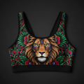 TITAN Crown Edition Women's Sports Bra — Lioness Queen Tattoo Art