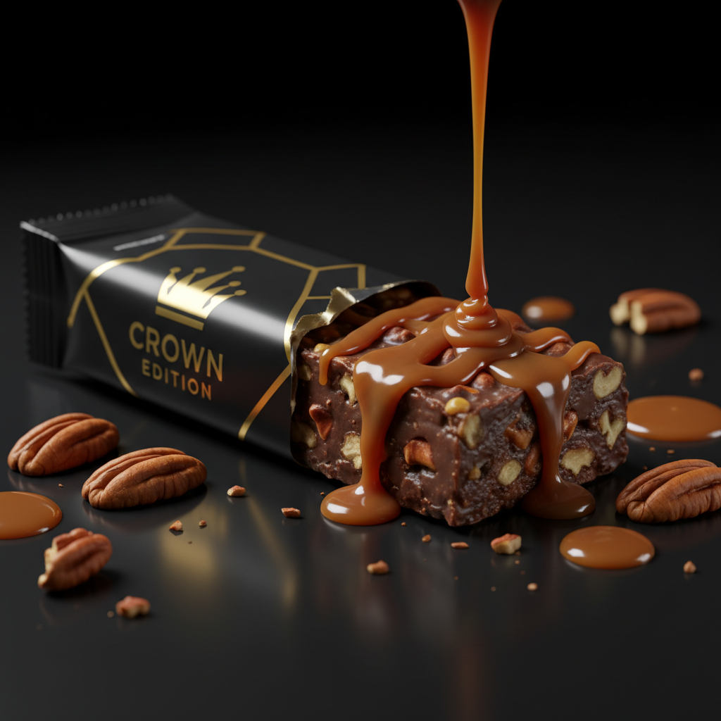TITAN Caramel Pecan Protein Bar — Crown Edition matte black packaging