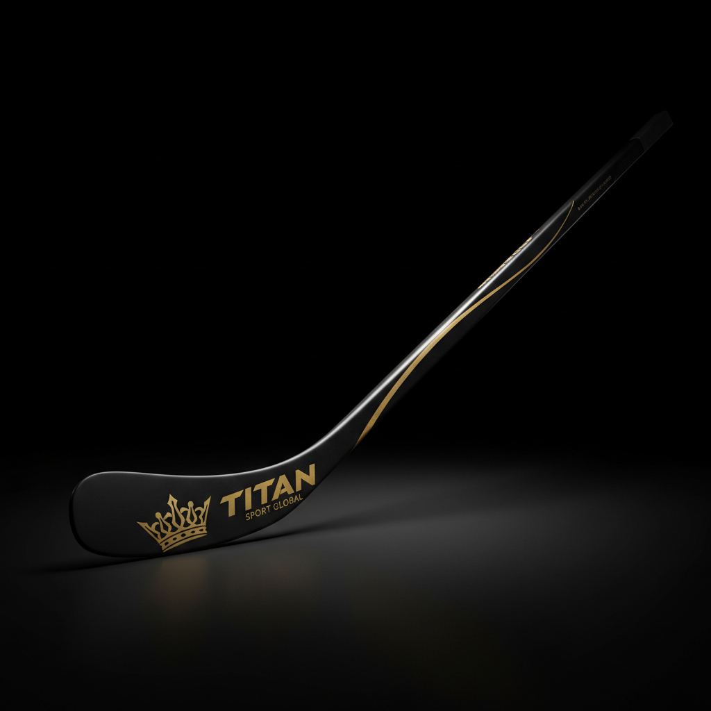 TITAN Ice Hockey Stick Blackout Crown — matte black with gold crown logo