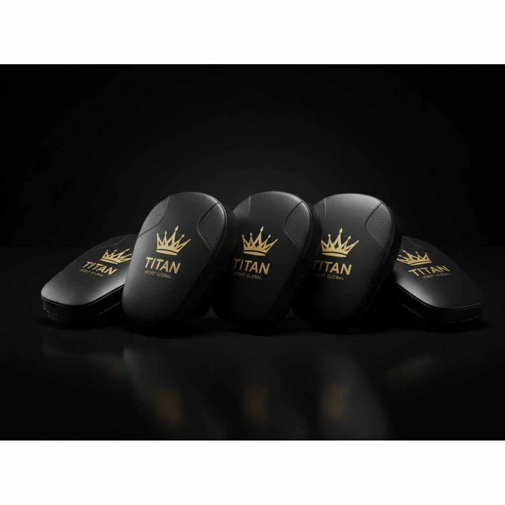 TITAN Focus Pads Blackout Series — matte black leather with gold crown logo