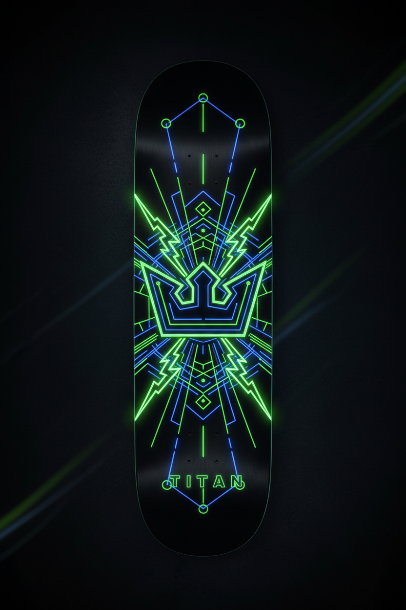 TITAN Crown Edition Neon Crown Lightning Skateboard Deck