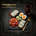 TITAN Scandinavian Gravlax Power Breakfast meal kit flat lay dark luxury