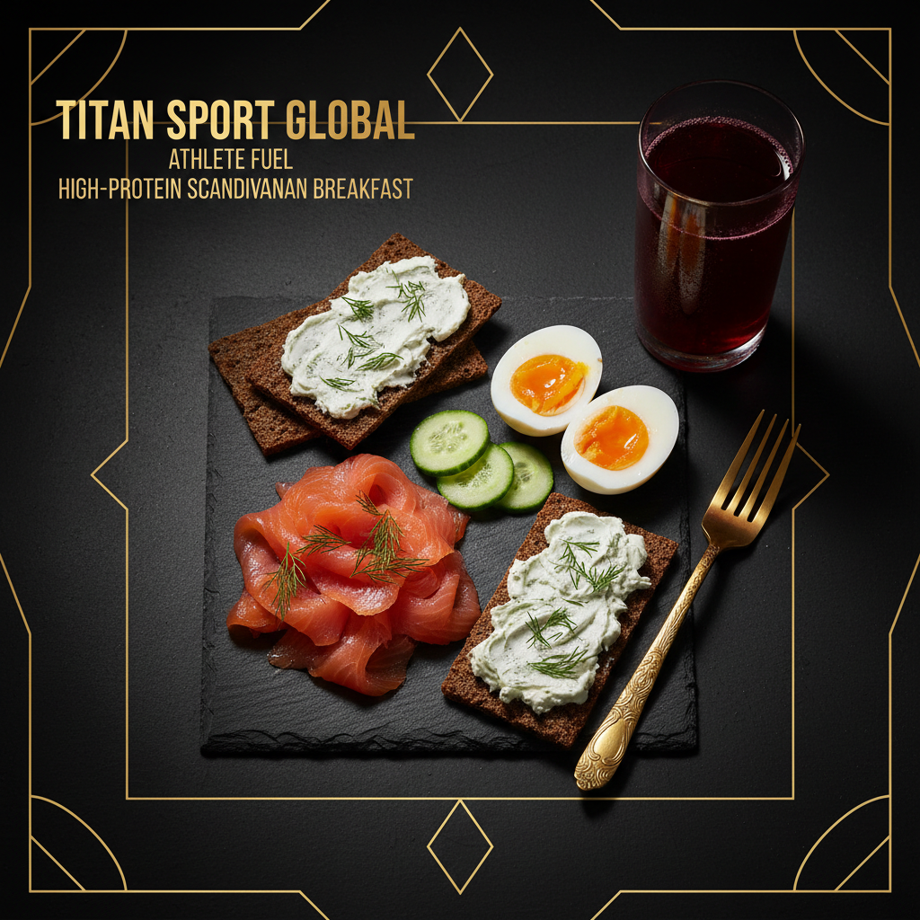 TITAN Scandinavian Gravlax Power Breakfast meal kit flat lay dark luxury
