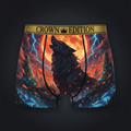 TITAN Black Wolf Blood Moon Men's Boxer Briefs Crown Edition — anime wolf art on matte black
