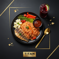 TITAN Senegalese Sea Bass Thieboudienne Breakfast meal kit flat lay dark luxury