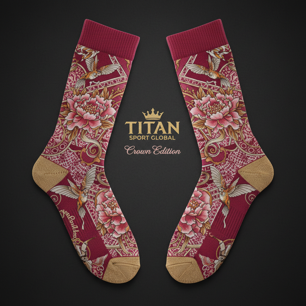 TITAN Crown Edition Peony Bloom Crew Socks — Rose & Champagne Gold