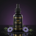 TITAN Black Seed Oil Cold-Pressed Nigella Sativa Crown Edition — premium matte black dropper bottle product shot