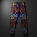 TITAN Crown Edition Tattoo Art Men's Lounge Joggers - bold wolf summit tattoo artwork on matte black fabric