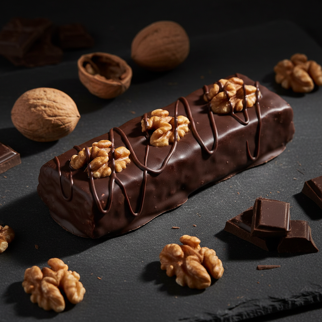TITAN Protein Date Bar – Dark Chocolate Walnut, premium product photography
