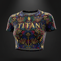 TITAN Women's Fitted Crop Tee — Crown Edition bold tattoo-style artwork