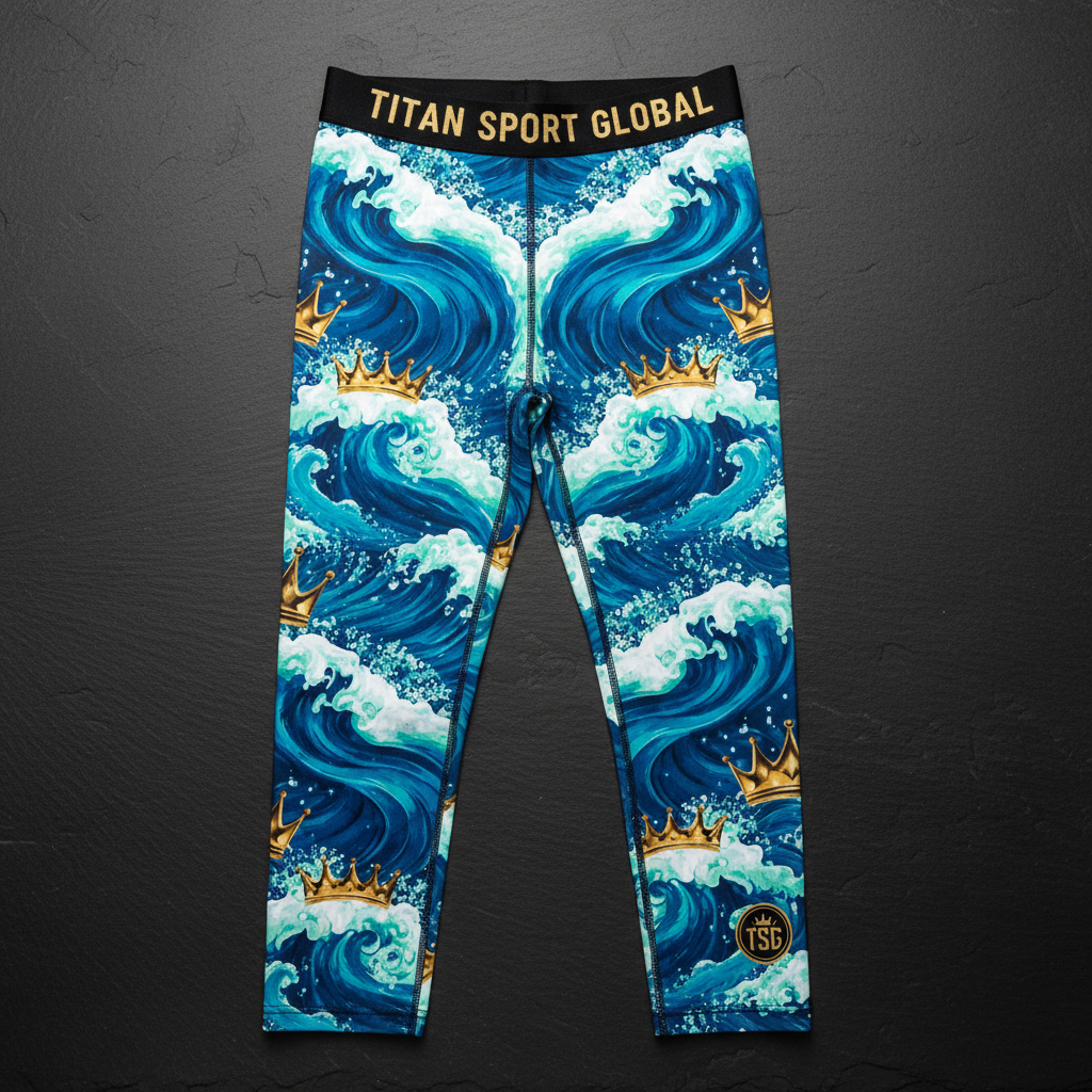 TITAN Men's Ocean Wave Crown Compression Tights flat lay