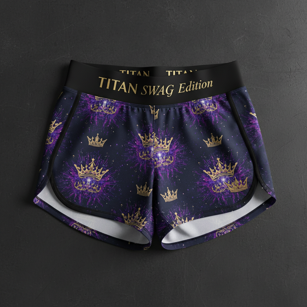 TITAN Women's Cosmic Burst Crown Athletic Shorts — Supernova Queen SWAG Edition
