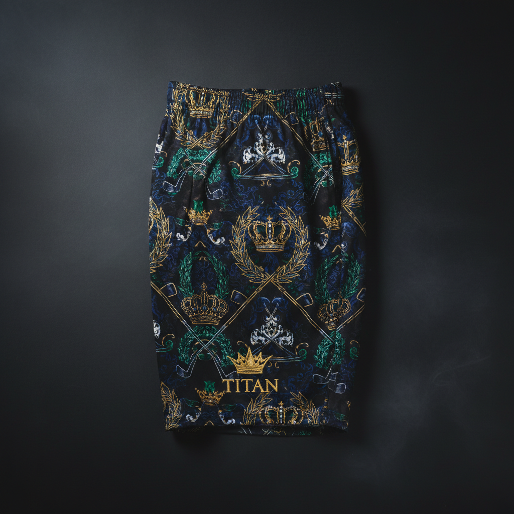 TITAN Men's Polo Shorts - Crown Edition tattoo-style artwork