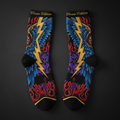 TITAN Crown Edition Tattoo Art Performance Running Socks - bold colorful tattoo artwork on matte black fabric