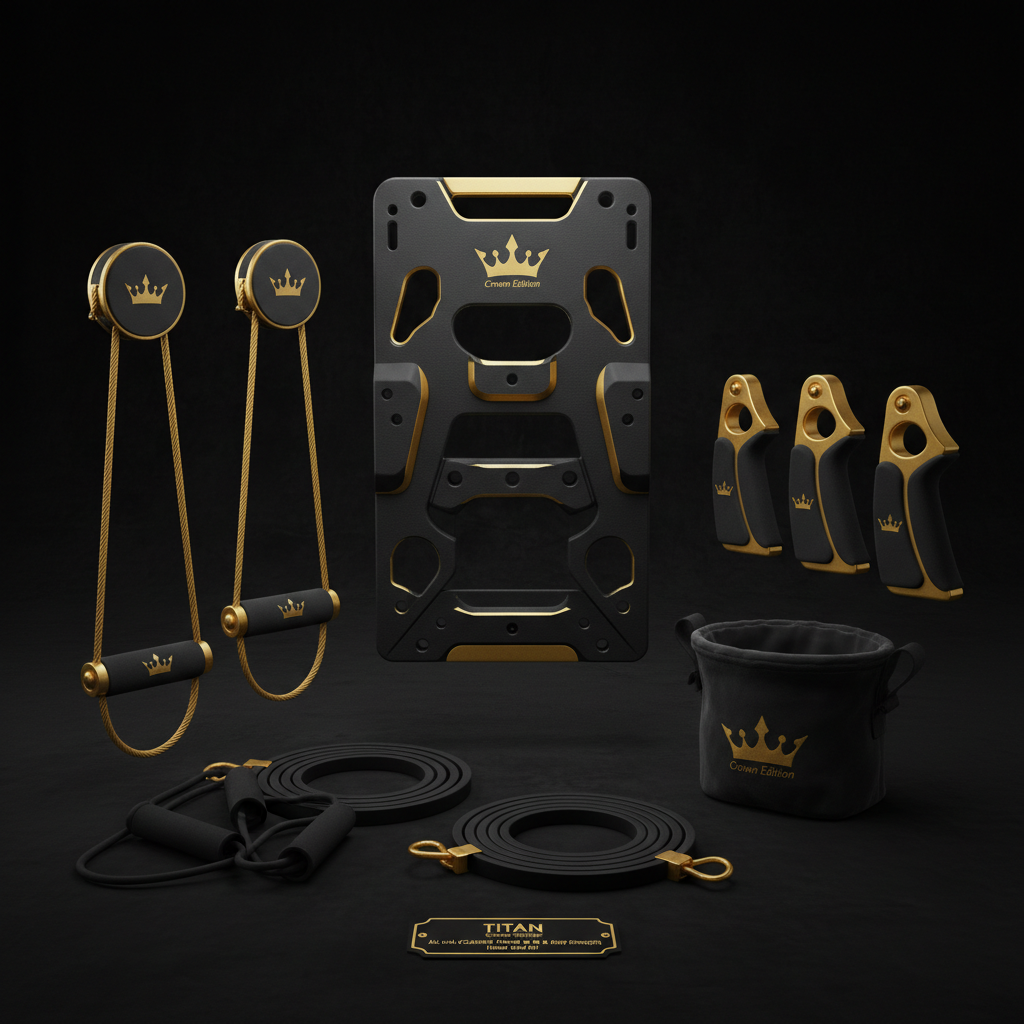 TITAN All-In-One Rock Climber's Finger & Grip Strength Home Gym Kit — Crown Edition