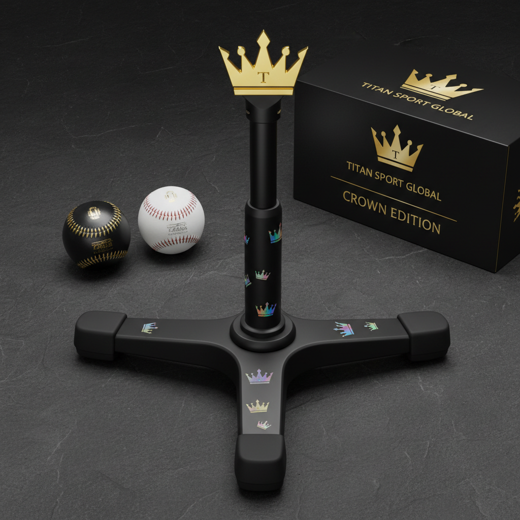 TITAN Crown Edition Baseball Batting Tee Matte Black Gold