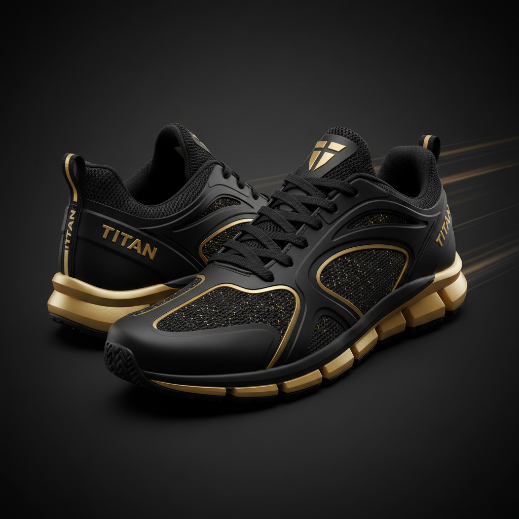 TITAN Performance Training Shoes - Black & Gold Athletic Sneakers
