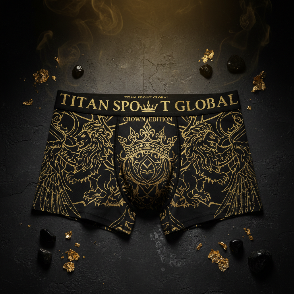 TITAN Men's Boxer Briefs Crown Edition Pure Gold Black