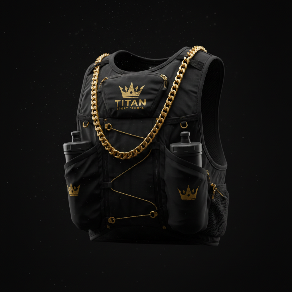 TITAN Trail Running Storage Vest Crown Series — matte black with gold crown logo