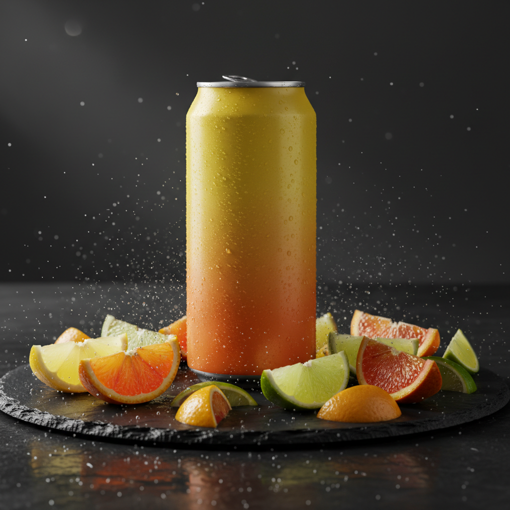 TITAN Protein Sparkling Water – Citrus Burst, premium product photography