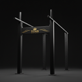 TITAN Parallel Dip Bar Blackout Crown — matte black with gold crown logo
