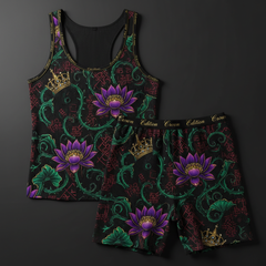 TITAN Crown Edition Tattoo Art Women's Lounge Ribbed Set - Lotus Vine Series Vol. 1