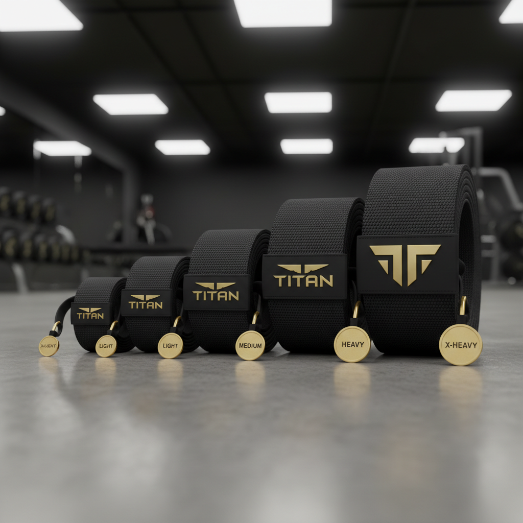 TITAN Resistance Band Set - Professional Grade 5-Level Training Bands