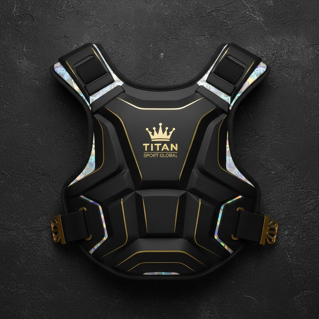 TITAN Crown Edition Cricket Chest Guard Matte Black Gold