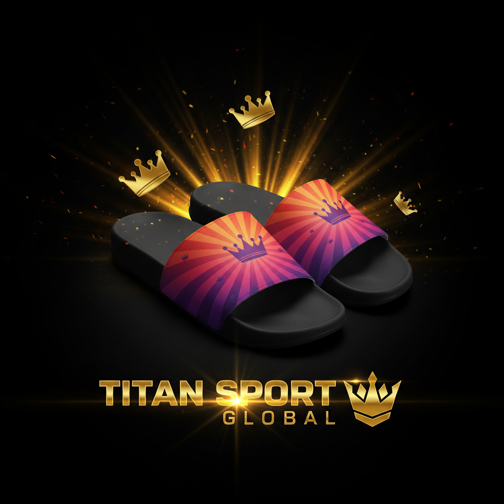 TITAN SPORT GLOBAL recovery slides with sunset crown pattern