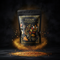 TITAN Organic High-Protein Lentil Dal Spiced — ultra-premium luxury editorial product shot