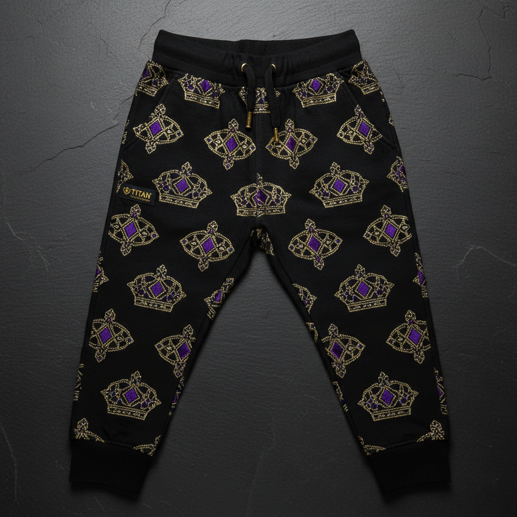 TITAN Kids Midnight Royale Crown Joggers — Little Royals SWAG Edition