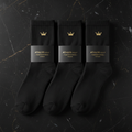 TITAN Golf Socks Set Crown Edition 3-pack matte black gold crown logo ankle cushioned performance fabric