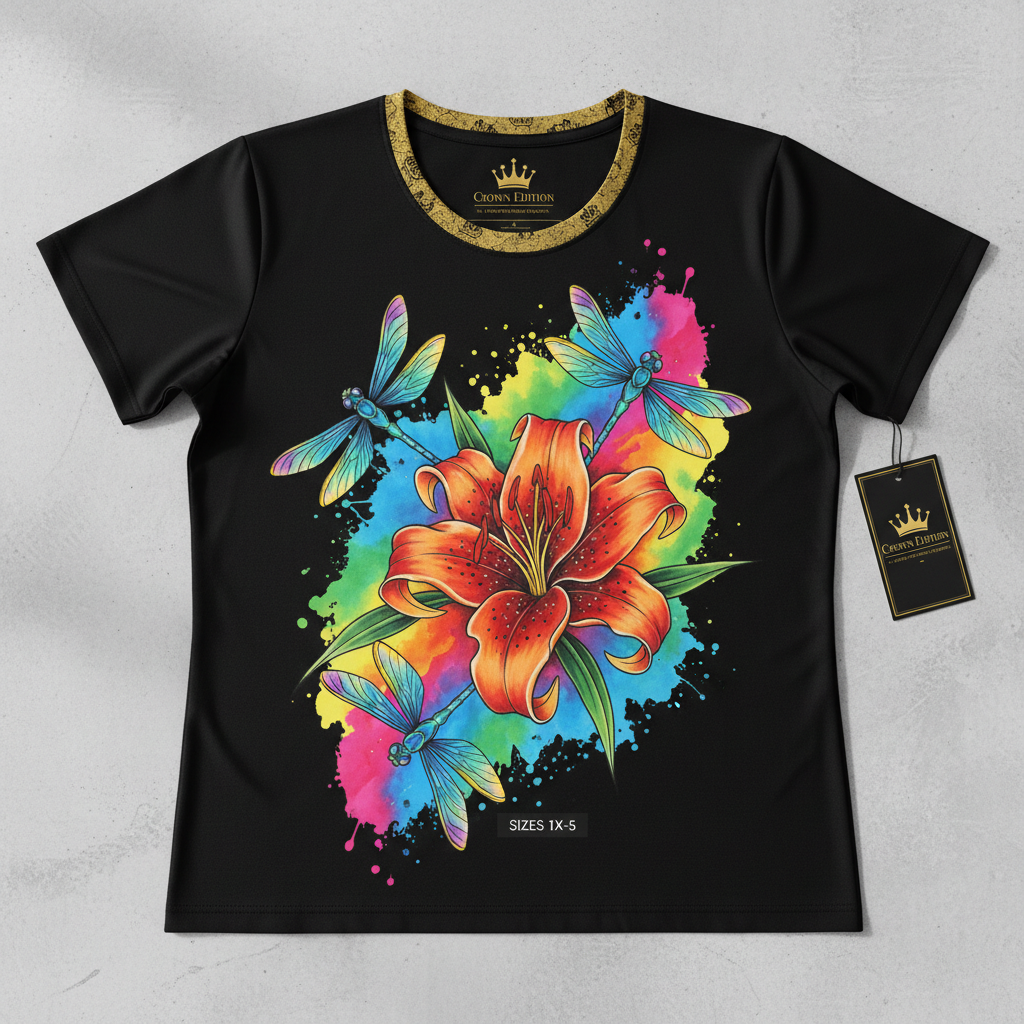 TITAN Plus Women's Tiger Lily Dragonfly Tee — Inclusive Crown Edition