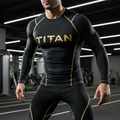 TITAN Compression Shirt - Black & Gold Long Sleeve Performance Base Layer