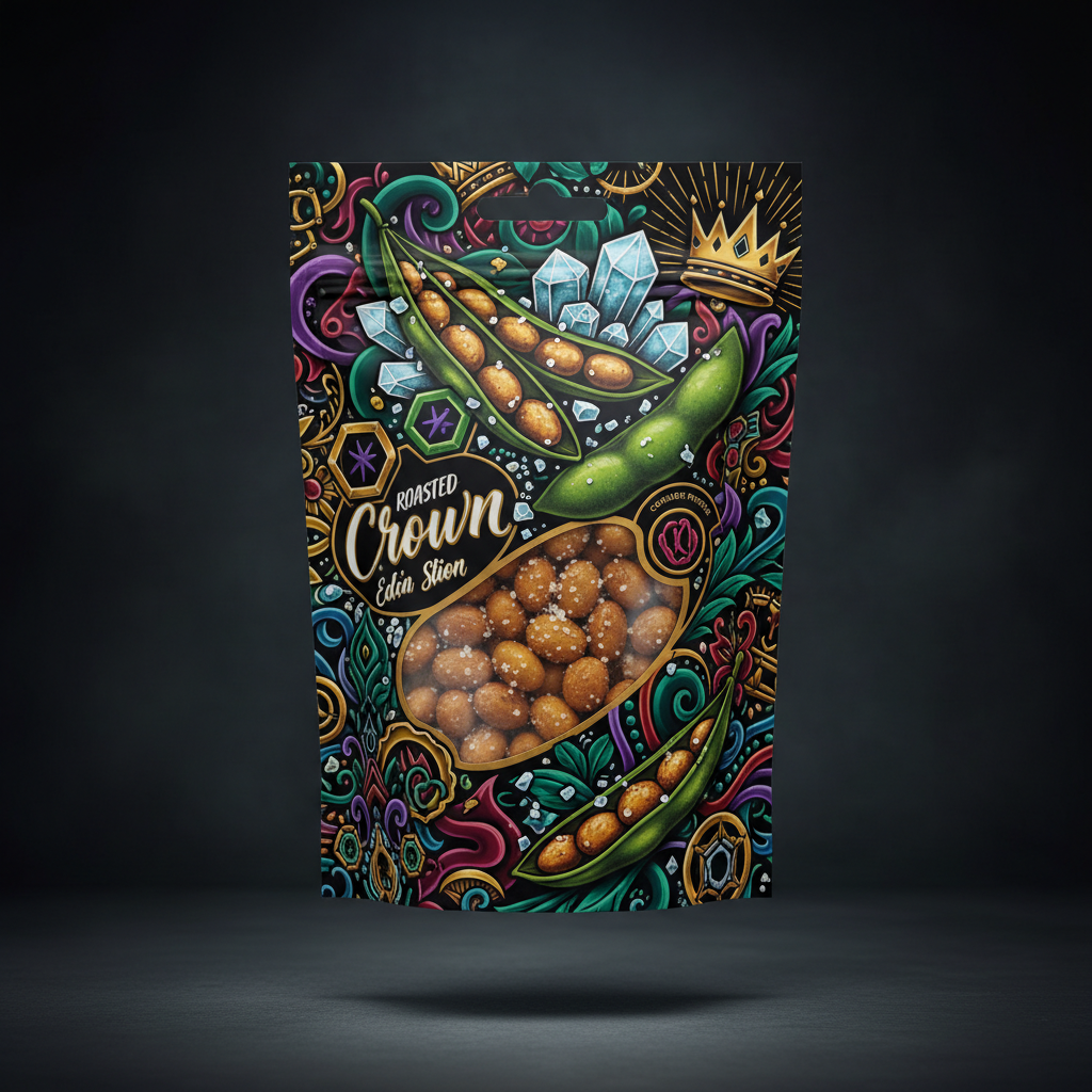 TITAN Dry Roasted Edamame Sea Salt — Crown Edition bold tattoo-style artwork