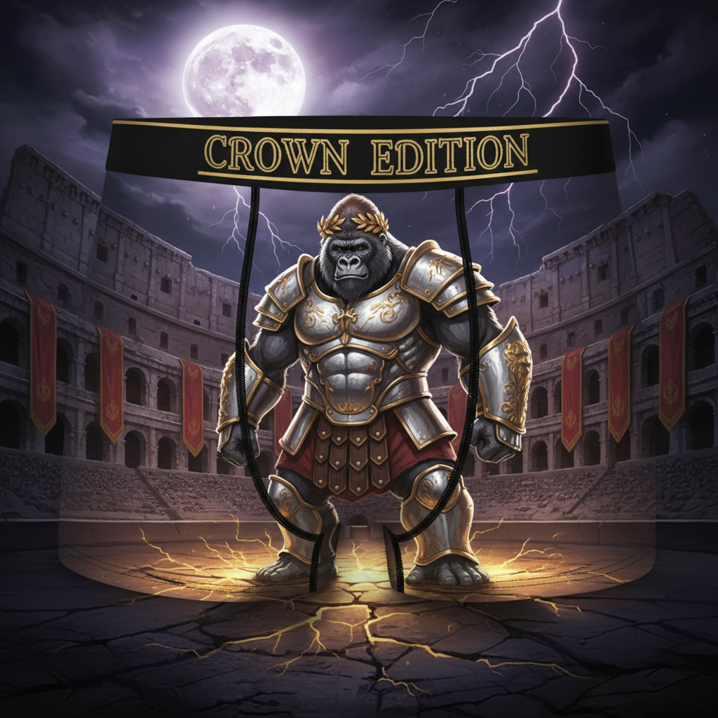 TITAN Roman Gladiator Gorilla Men's Boxer Briefs Crown Edition — gorilla in Roman gladiator armor anime art on matte black