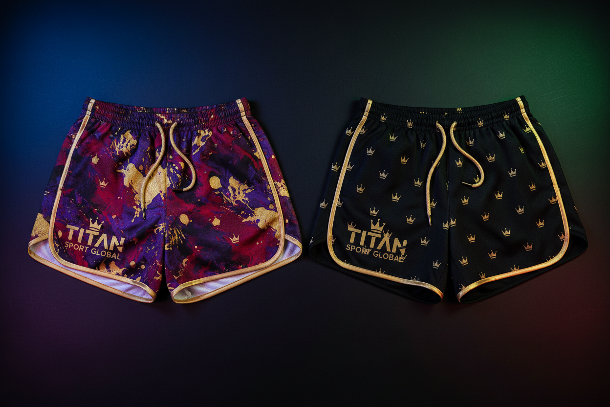 TITAN Performance Reversible Mesh Shorts — Dual Side Abstract & Crown Design