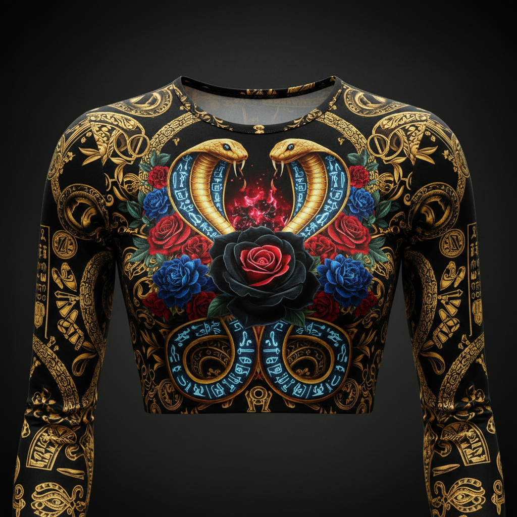 TITAN Women’s Volcanic Rose Serpent Long Sleeve Crop — Cleopatra Edition