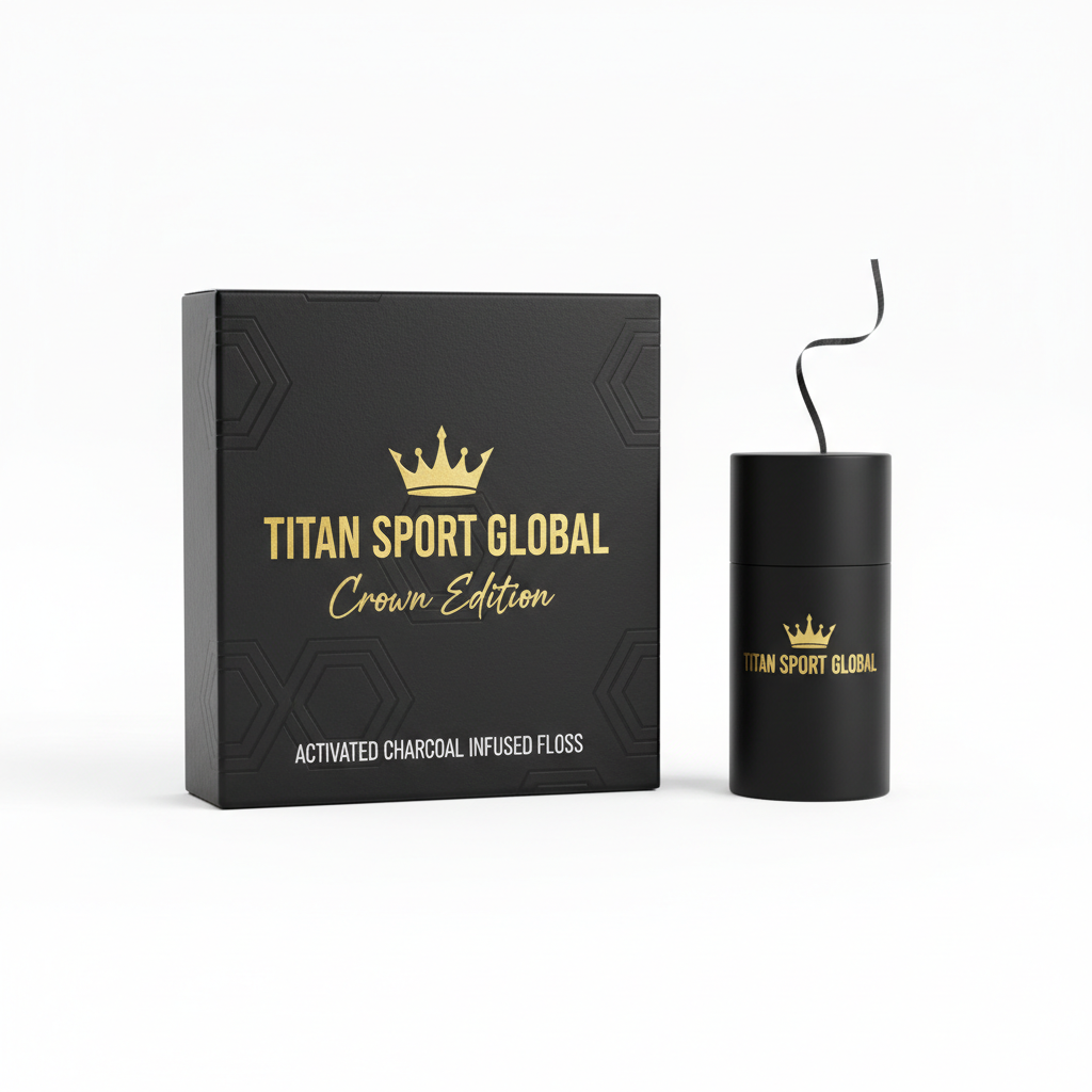 TITAN Crown Edition Activated Charcoal Dental Floss — matte black dispenser