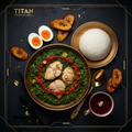 TITAN Congolese Pondu Smoked Fish Breakfast flat lay dark luxury